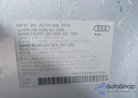 2015 Audi Q5 2.0T Premium from USA, damaged, VIN WA1CFAFP6FA022880